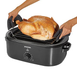 Proctor Silex 32211 Electric Roaster Oven, 18 qt Capacity, 1450 W, Knob Control, Aluminum, Black