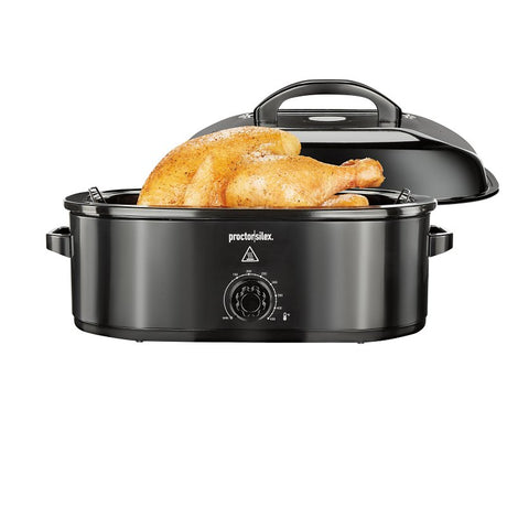 Proctor Silex 32211 Electric Roaster Oven, 18 qt Capacity, 1450 W, Knob Control, Aluminum, Black