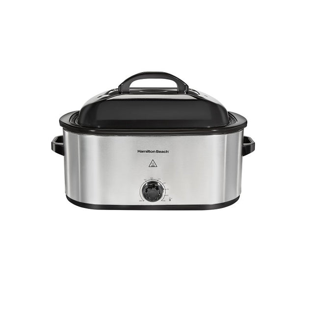 Hamilton Beach 32215G Electric Roaster Oven, 22 qt Capacity, 1450 W, Knob Control, Aluminum, Stainless Steel