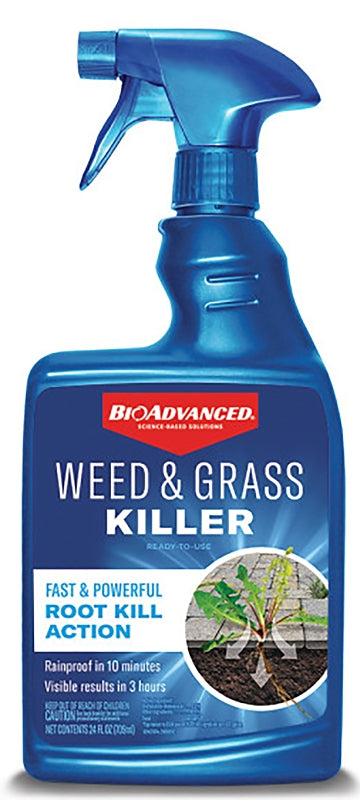 BioAdvanced 704197A Ready-to-Use Weed and Grass Killer, Liquid, Light Blue, 24 oz Bottle