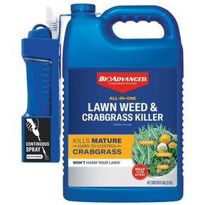 BioAdvanced 820193E Ready-To-Use Lawn Weed and Crabgrass Killer, Liquid, Red Brown, 1.3 gal, Pack of 4