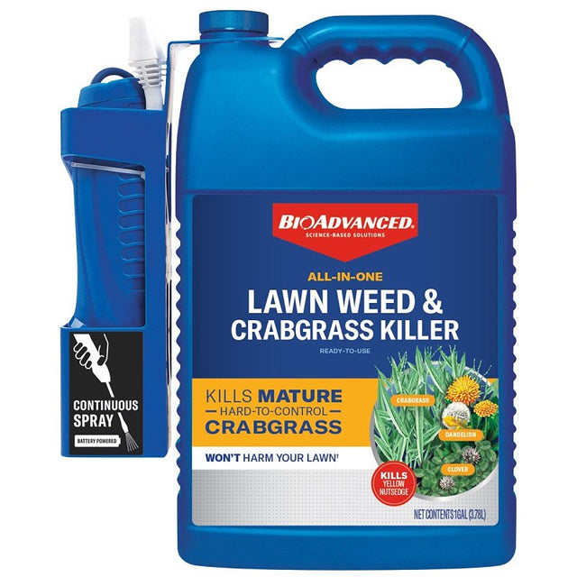 BioAdvanced 820193E Ready-To-Use Lawn Weed and Crabgrass Killer, Liquid, Red Brown, 1.3 gal, Pack of 4