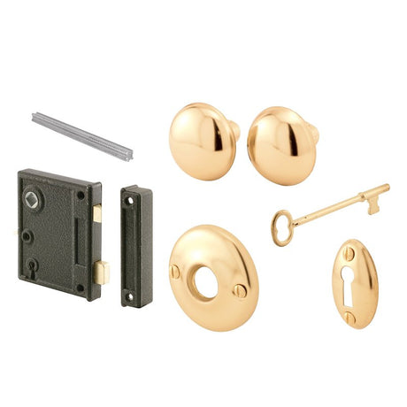 Prime-Line E 2437 Mortise Lockset, Steel, Brass, 2-1/2 in Backset