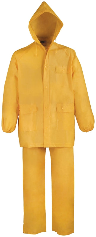 Diamondback 8127-XXXL Rain Suit, 3XL, 32-1/2 in Inseam, PVC, Yellow, Drawstring, Zipper
