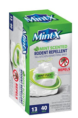 Mint-X MX2425W40F Trash Bag, L, 13 gal Capacity, Plastic, White, Pack of 6