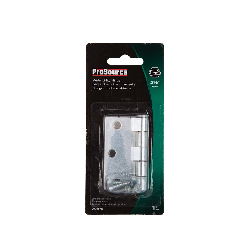 ProSource LR-039-PS Utility Hinge, Steel, Zinc, Removable Pin, 180 deg Range of Motion, Full Mortise Mounting, 48 lb