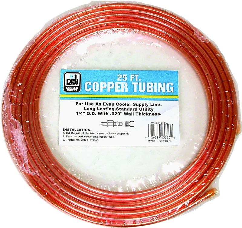 Dial 4352 Cooler Tubing, 25 ft L Dimensions, Copper, For: Evaporative Cooler Purge Systems