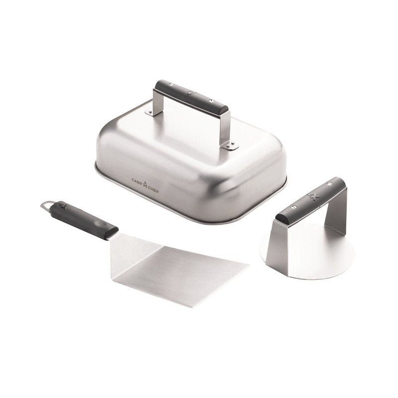 Camp Chef BGSET3 Smashed Burger Kit, Stainless Steel, Soft-Touch Handle