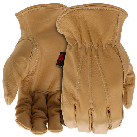 Boss B81041-M Work Gloves, Men's, M, Keystone Thumb, Slip-On Cuff, Cowhide Leather, Natural