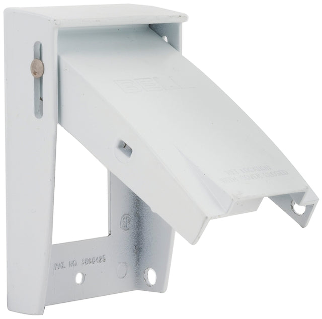 Bell Outdoor RAYNTITE Series 5028-6 Cover, 4-1/2 in L, 2-3/4 in W, 1-Gang, Aluminum, White, Powder-Coated