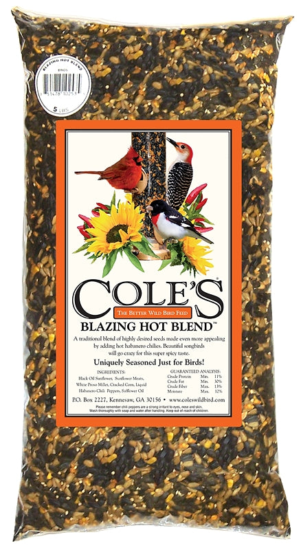 Cole's Blazing Hot Blend BH05 Cracked Corn Wild Bird Food, 5 lb, Blended, Seed, Bag