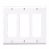 Leviton Antimicrobial Powder Coated White 3 gang Thermoset Plastic Decorator Wall Plate 1 pk