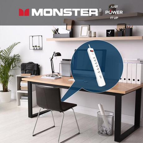 Monster Just Power It Up 6 ft. L 7 outlets Surge Protector White 1080 J