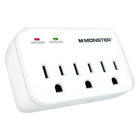 Monster Just Power It Up 0 ft. L 3 outlets Wall Tap Surge Protector White 1200 J