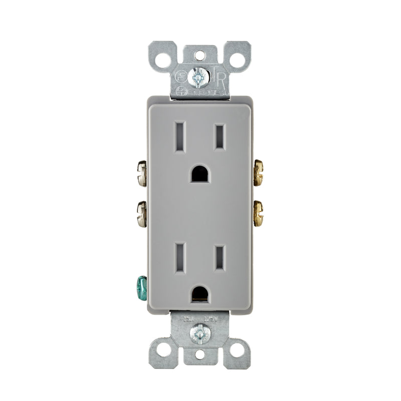 Leviton 15 amps 125 V Duplex Gray Outlet 5-15R 1 pk