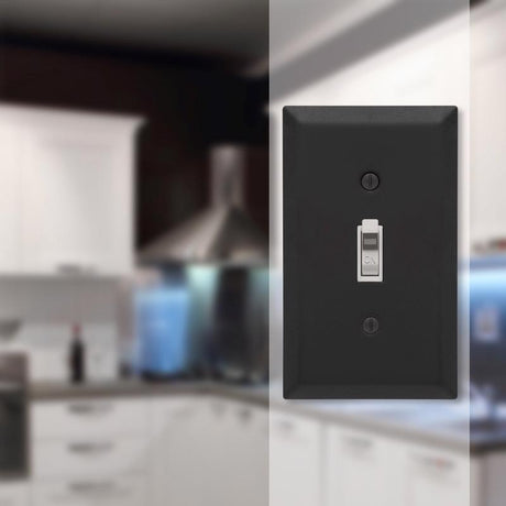 Amerelle Century Matte Black 1 gang Stamped Steel Toggle Wall Plate 1 pk
