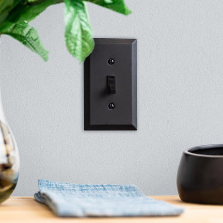 Amerelle Century Matte Black 1 gang Stamped Steel Duplex Wall Plate 1 pk