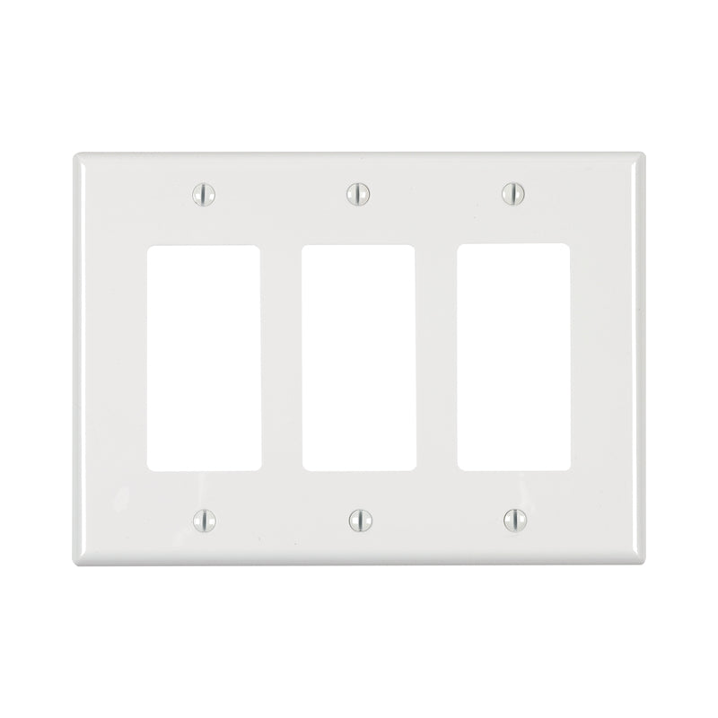 Leviton White 3 gang Thermoplastic Nylon Decorator Wall Plate 1 pk
