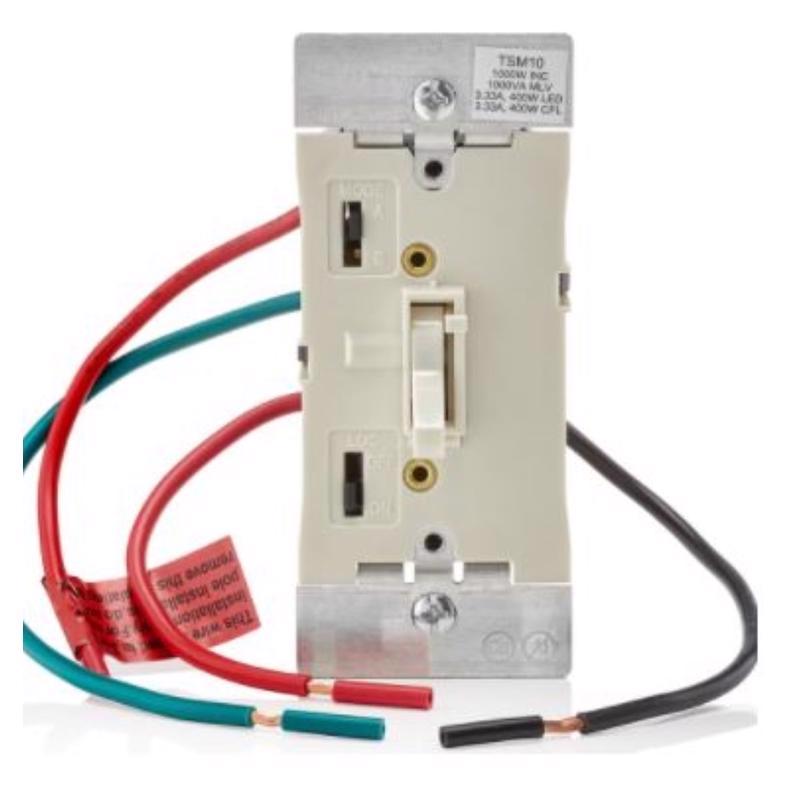 Leviton Ivory 1000 W Toggle Dimmer Slide Switch 1 pk, Pack of 10