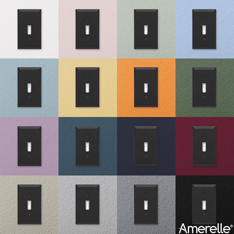 Amerelle Century Matte Black 1 gang Stamped Steel Decorator Wall Plate 1 pk