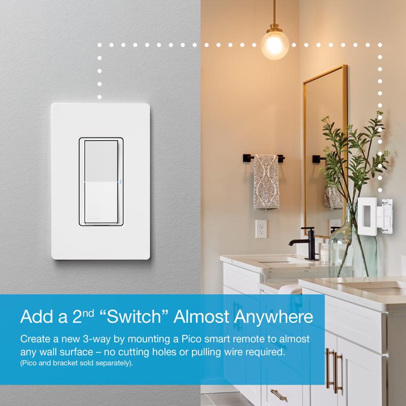 Lutron Caseta 5 amps Single Pole Smart Smart-Enabled Rocker Switch White 1 pk