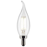 Satco CA10 (Flame Tip) E12 (Candelabra) Filament LED Bulb Soft White 40 Watt Equivalence 2 pk