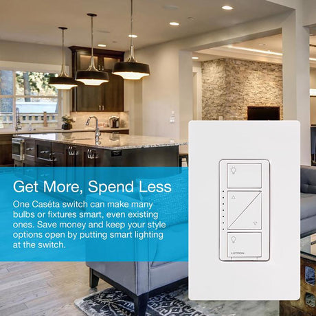 Lutron Caseta White 150 W Touch Smart-Enabled Dimmer Switch 1 pk