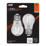 Feit White A15 E26 (Medium) Filament LED Bulb Soft White 75 Watt Equivalence 2 pk