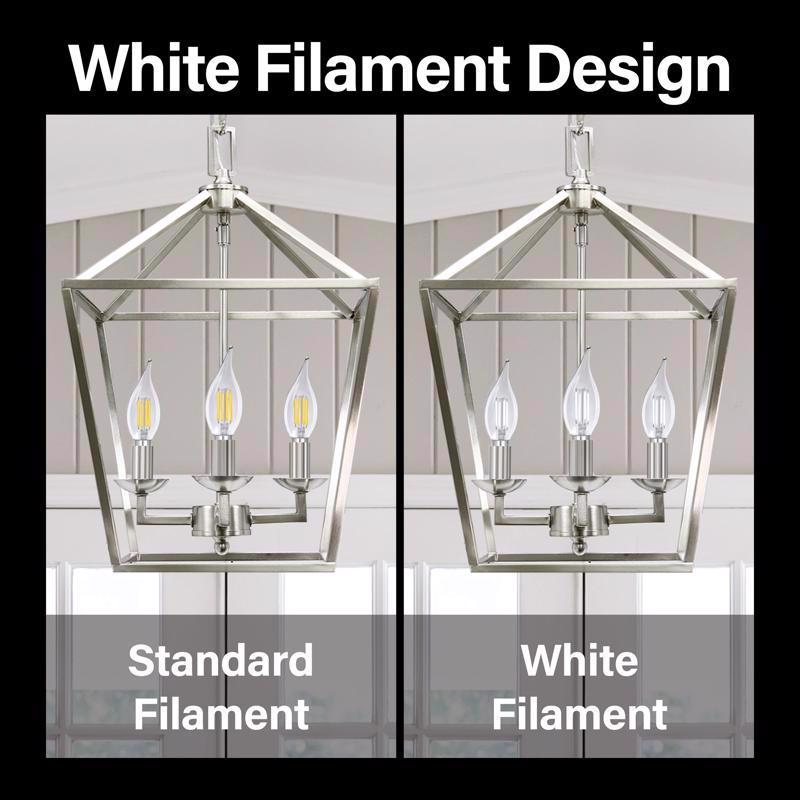 Feit White B10 E26 (Medium) Filament LED Bulb Soft White 60 Watt Equivalence 2 pk