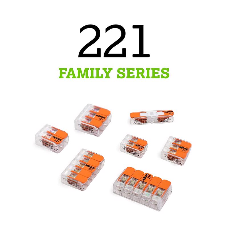 WAGO 221 Series 2 Port Lever Wire Connector 10 pk