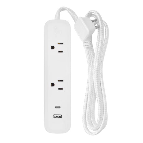 Globe Electric 6 ft. L 2 outlets Power Strip White, Pack of 8