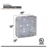 Southwire New and Old Work 21 cu in Square Galvanized Steel Box Mount Silver