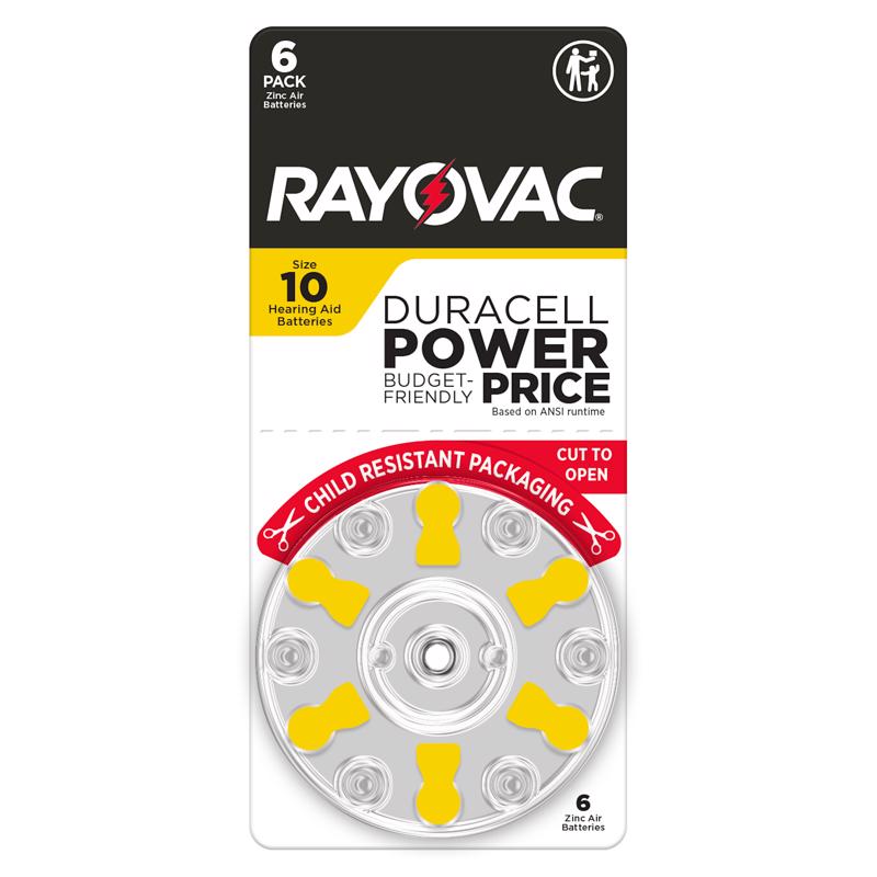 Rayovac Zinc Air 10 1.45 V Hearing Aid Battery 6 pk