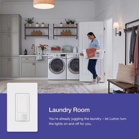 Lutron Maestro 2 amps Single Pole Motion Sensor Smart-Enabled Light Switch Almond, White 1 pk