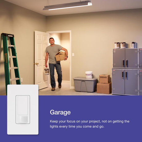 Lutron Maestro 2 amps Single Pole Motion Sensor Smart-Enabled Light Switch Almond, White 1 pk