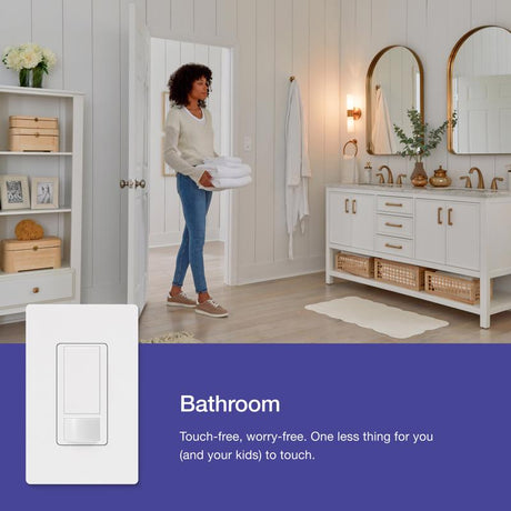 Lutron Maestro 2 amps Single Pole Motion Sensor Smart-Enabled Light Switch Almond, White 1 pk