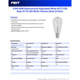 Feit ST19 E26 (Medium) Filament LED Bulb Adjustable White 60 Watt Equivalence 2 pk