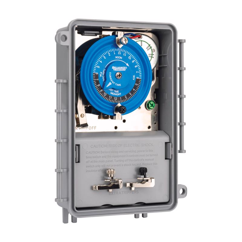 Reliance Controls Indoor and Outdoor 24 Hour Mechanical Timer 120 V Gray