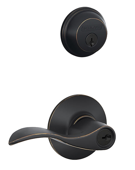 Schlage FB Series FB50NVACC716 Entry Lever, Mechanical Lock, Aged Bronze, Metal, Residential, 1 Grade