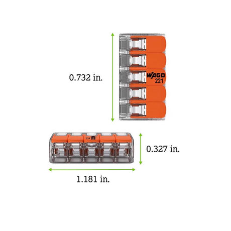 WAGO 5 Port Lever Wire Connector 10 pk