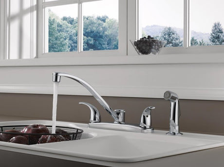 Peerless Tunbridge Series P299508LF Two-Handle Kitchen Faucet, 1.8 gpm, 2-Handle, 4-Faucet Hole, Chrome Plated
