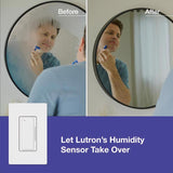 Lutron XactSense Humidity Sensor 3 amps Single Pole Bathroom Exhaust Smart-Enabled Switch White 1 pk