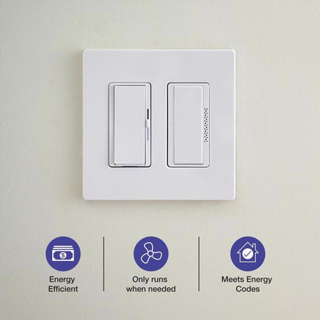 Lutron XactSense Humidity Sensor 3 amps Single Pole Bathroom Exhaust Smart-Enabled Switch White 1 pk