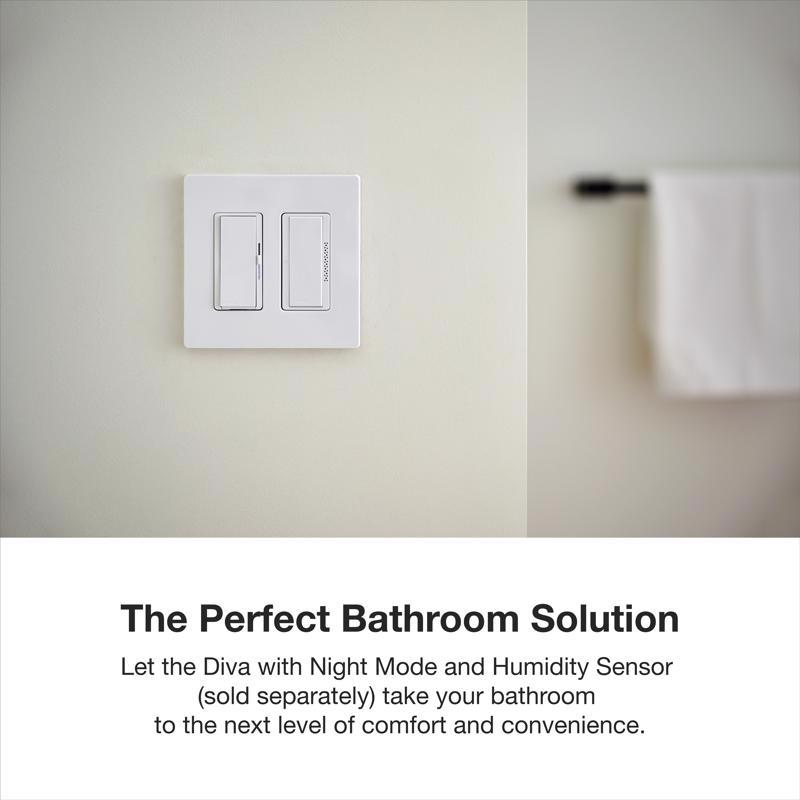 Lutron XactSense Humidity Sensor 3 amps Single Pole Bathroom Exhaust Smart-Enabled Switch White 1 pk