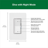 Lutron Diva with Night Mode for Dimmable LED Bulbs White 150 W 3-Way Dimmer Switch 1 pk