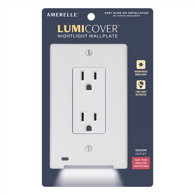Lumicover White 1 gang Plastic Decorator Nightlight Wall Plate 1 pk