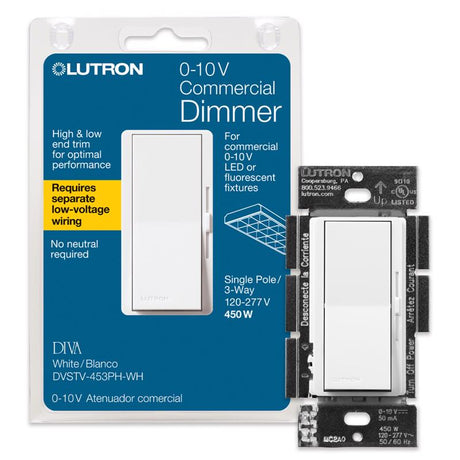 Lutron Diva White 450 W 3-Way Smart-Enabled Dimmer Switch 1 pk