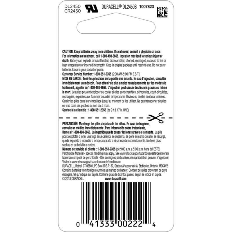 Duracell Lithium Coin 2450 3 V 600 mAh Medical Battery 1 pk, Pack of 6