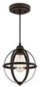 Westinghouse Stella Mira Series 6361900 Mini Pendant Fixture, 120 VAC, 1-Lamp, Oil Rubbed Bronze Fixture