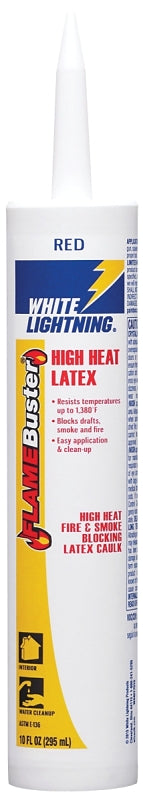 White Lightning W44017010 Fire and Smoke Sealant, Red, 40 to 120 deg F, 10 oz Cartridge